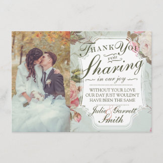 Carte de remerciement de mariage avec photo de jar