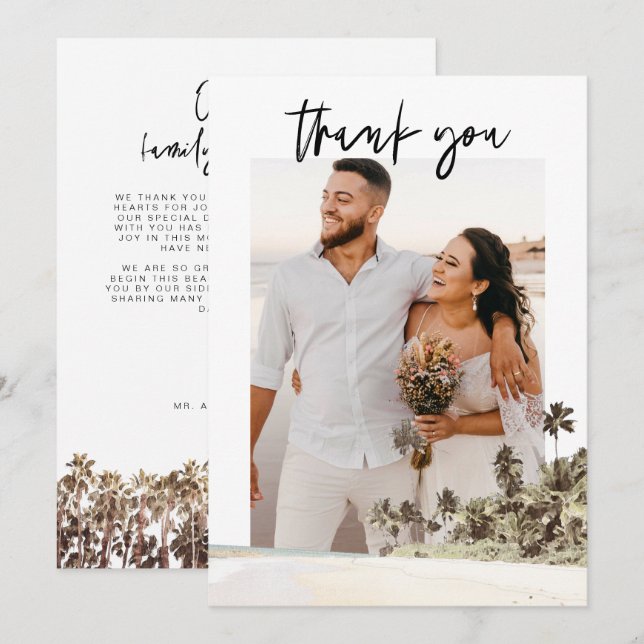 Carte de remerciement de mariage avec photo de pal (Devant / Derrière)