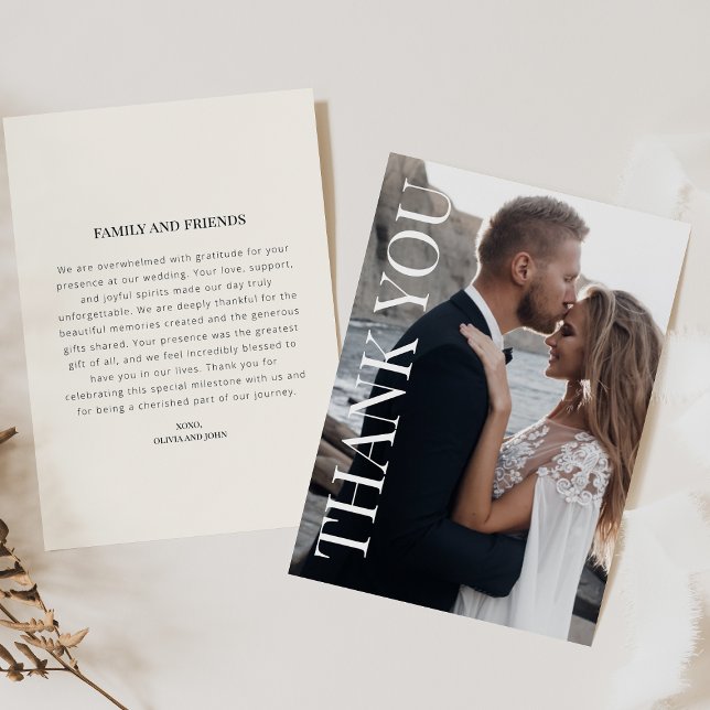 Carte de remerciement de mariage avec photo et mes (Créateur téléchargé)