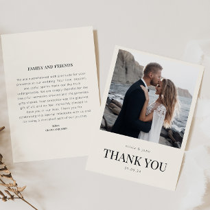 Carte de remerciement de mariage avec photo et mes