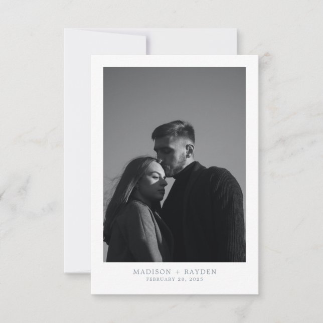 Carte de remerciement de mariage bleu poussiéreux  (Devant)