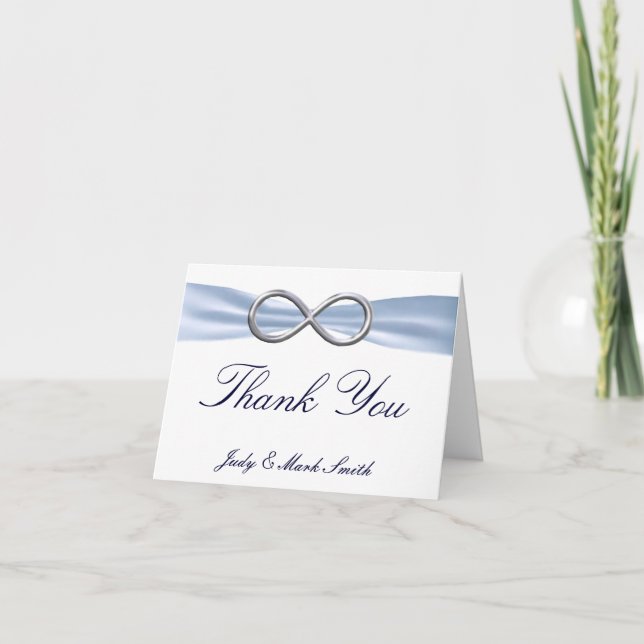 Carte de remerciement de mariage Blue Infinity (Devant)