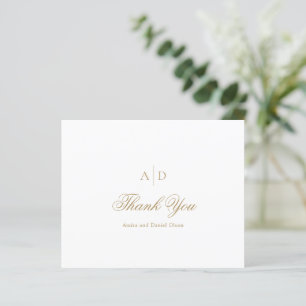 Carte de remerciement de mariage budget Clean Gold