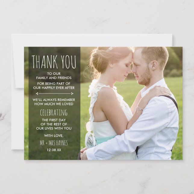 Carte de remerciement de mariage - Carte plate (Devant)