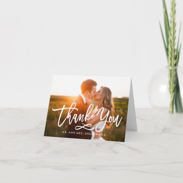 Carte de remerciement de mariage chic avec lettrag (Devant)