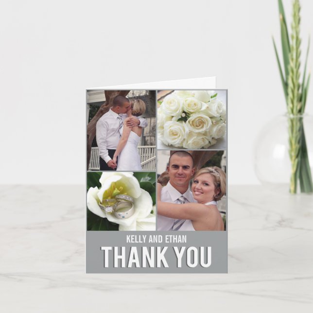 Carte de remerciement de mariage Chic Collage (Devant)