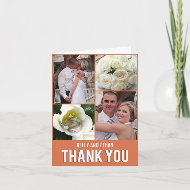 Carte de remerciement de mariage Chic Collage (Devant)