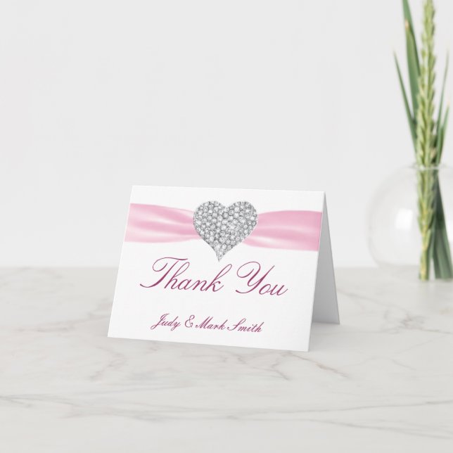 Carte de remerciement de mariage Cœur de diamant r (Devant)