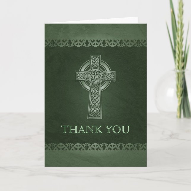 Carte de remerciement de mariage Croix celtique ir (Devant)