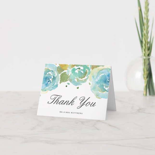 Carte de remerciement de Mariage d'amour Delicate (Devant)