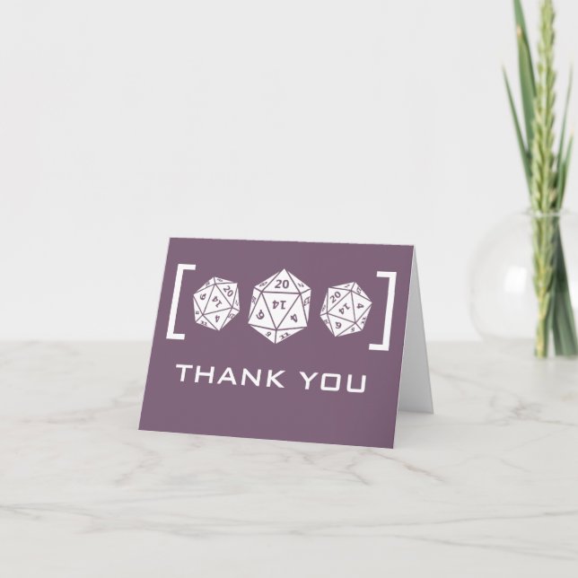 Carte de remerciement de mariage de joueur de D20  (Devant)