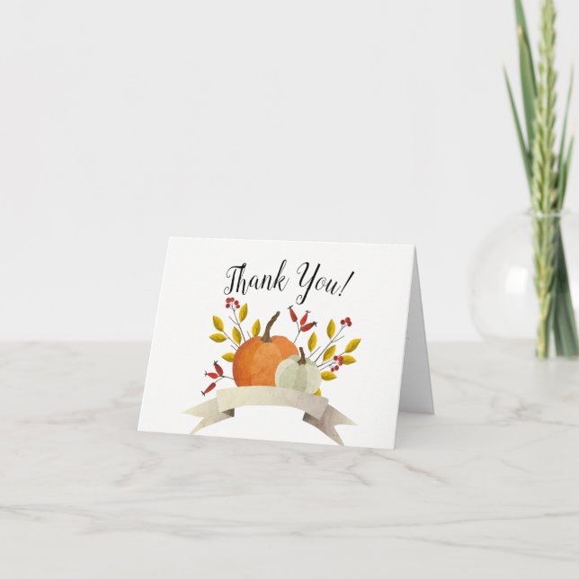 Carte de remerciement de mariage de Thanksgiving P (Devant)