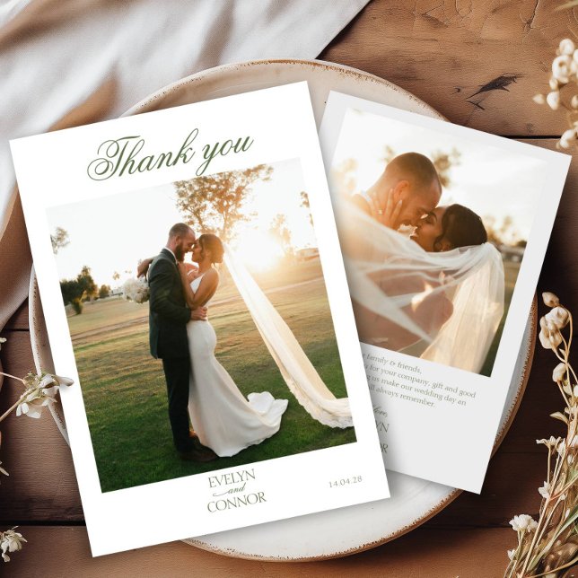 Carte de remerciement de mariage élégante à 2 phot (Créateur téléchargé)