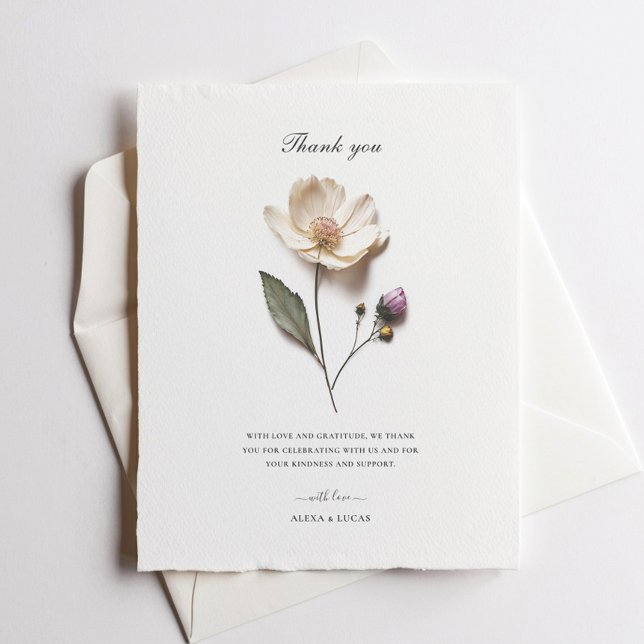 Carte de remerciement de mariage élégante à la ros (Créateur téléchargé)