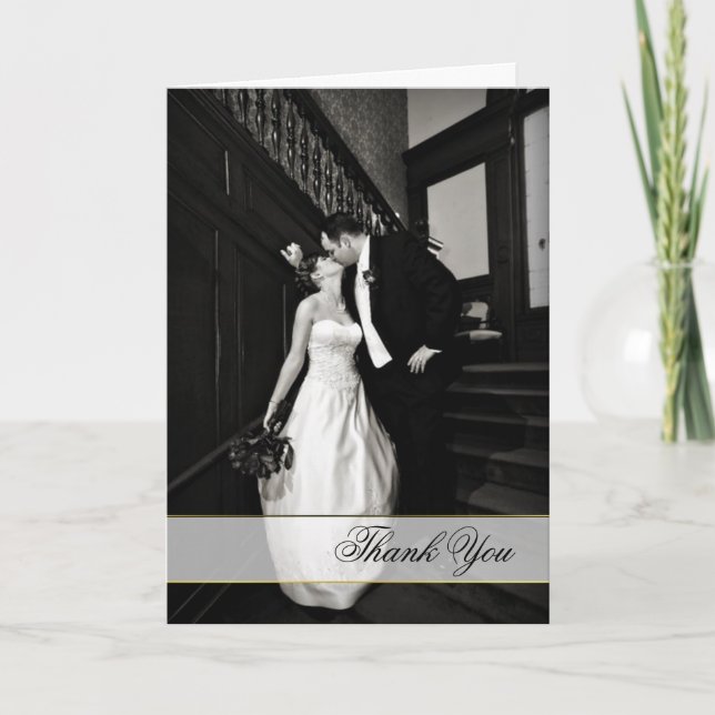 Carte de remerciement de mariage élégante avec pho (Devant)