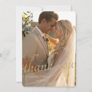 Carte de remerciement de mariage élégante avec pho