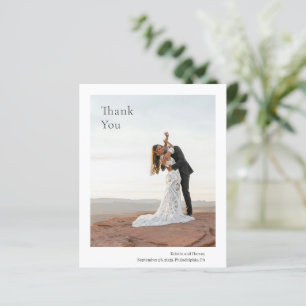 Carte de remerciement de mariage élégante noir et