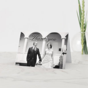 Carte de remerciement de mariage élégante noir et 