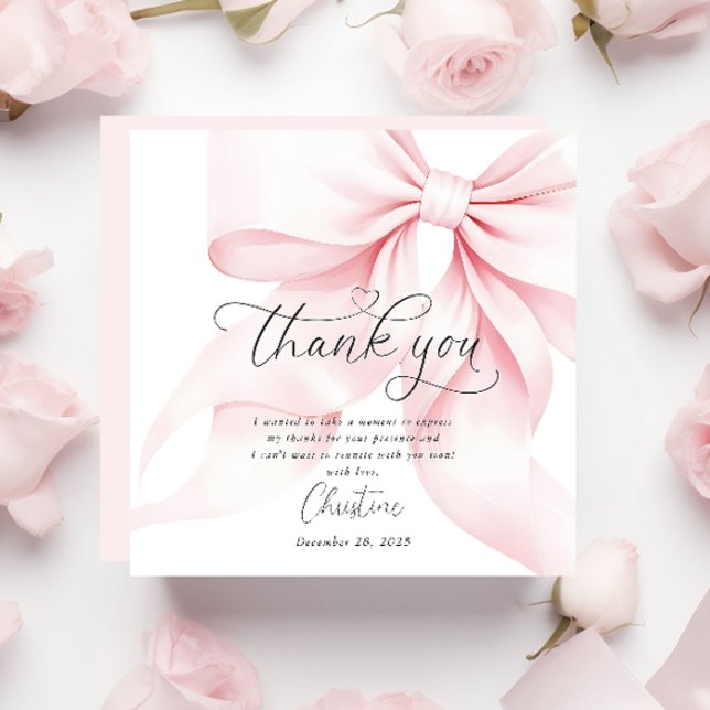 Carte de remerciement de mariage élégante rose chi (Créateur téléchargé)