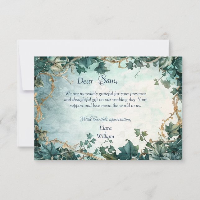 Carte de remerciement de mariage elfique à la grâc (Devant)