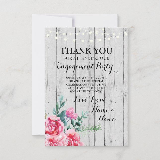 Carte de remerciement de mariage en bois floral ro (Devant)