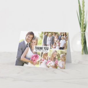 Carte de remerciement de mariage en collage de tro