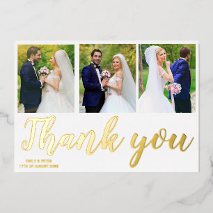 Carte de remerciement de mariage en collage photo