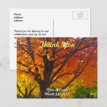 Carte de remerciement de mariage Feuilles d'automn