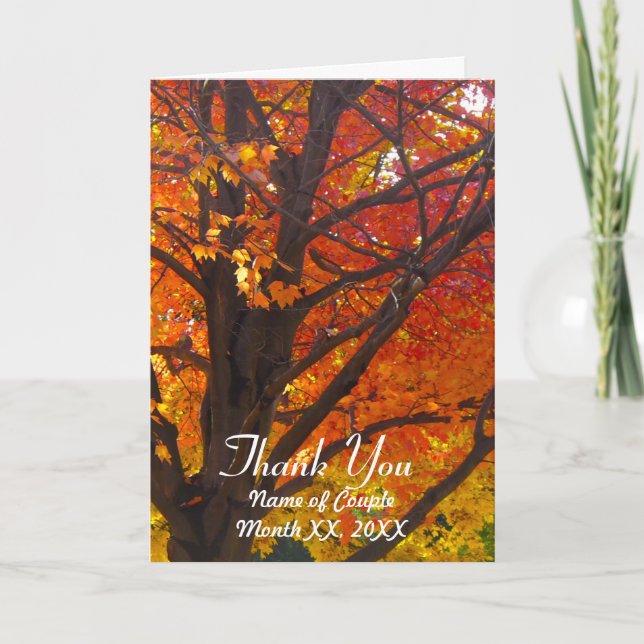 Carte de remerciement de mariage Feuilles d'automn (Devant)