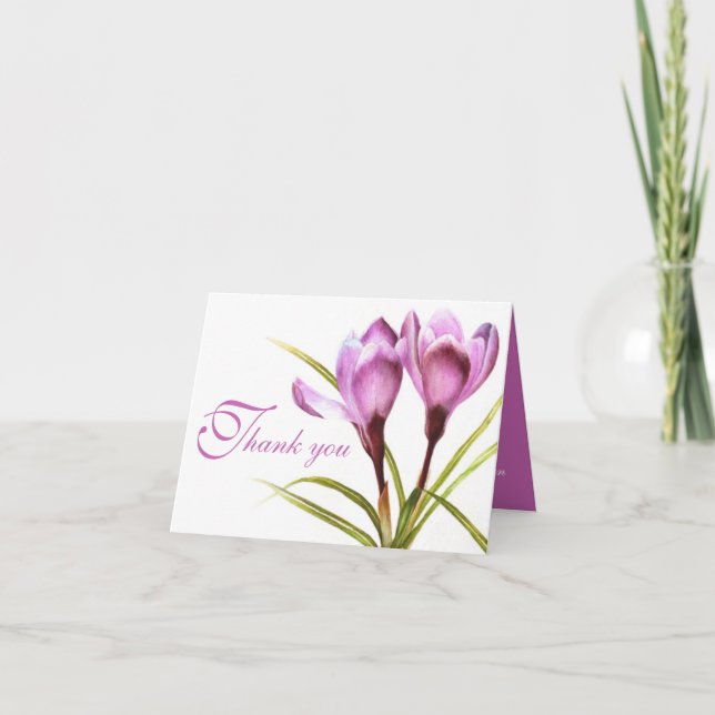 Carte de remerciement de mariage fleur violette de (Devant)