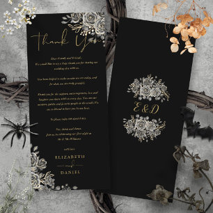 Carte de remerciement de mariage floral Roses goth