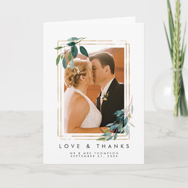 carte de remerciement de mariage floral verdure &  (Devant)