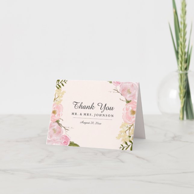 Carte de remerciement de mariage florale botanique (Devant)
