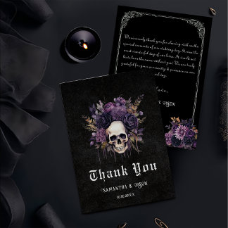 Carte de remerciement de mariage gothique floral s