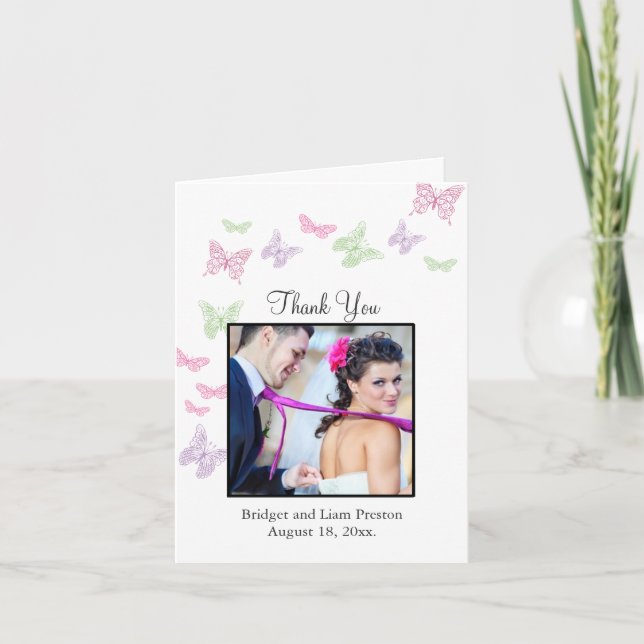 Carte de remerciement de mariage Heart's a Flutter (Devant)