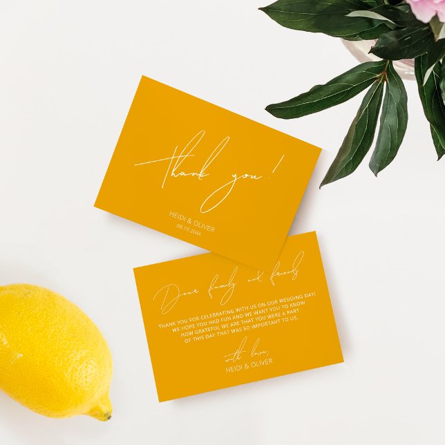 Carte de remerciement de mariage jaune simple mini (Créateur téléchargé)