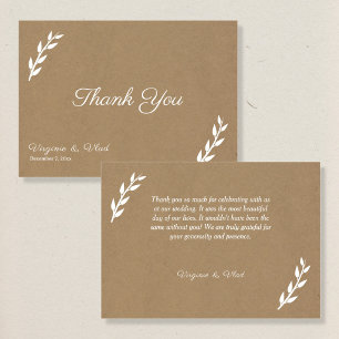 Carte de remerciement de mariage Kraft & Rustique