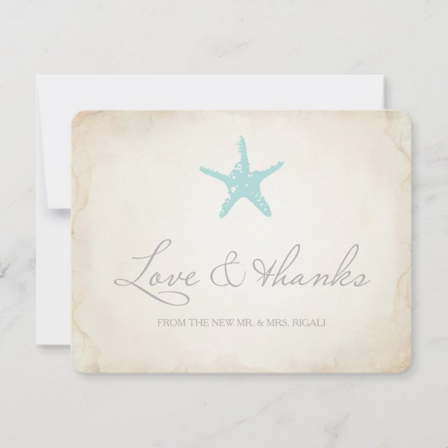 Carte de remerciement de mariage, Mariage sur la p (Devant)