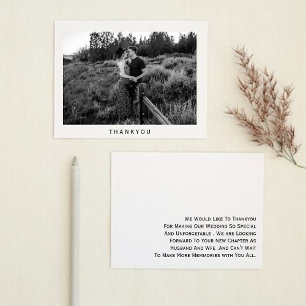 Carte de remerciement de mariage minimaliste avec