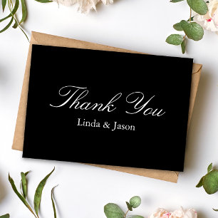 Carte de remerciement de mariage minimaliste noir