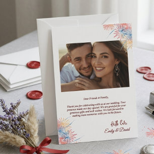 Carte de remerciement de mariage moderne rouge ave