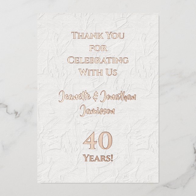 Carte de remerciement de mariage or rose pour anni (Recto)
