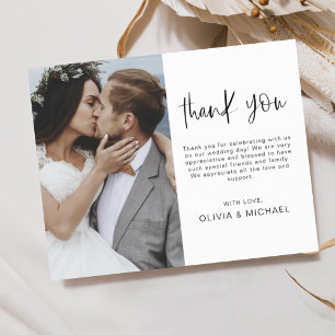 Carte de remerciement de mariage photo à l'écritur