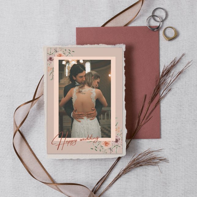 Carte de remerciement de mariage photo avec écritu (Créateur téléchargé)