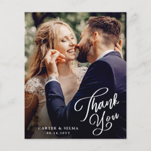 Carte de remerciement de mariage photo avec script