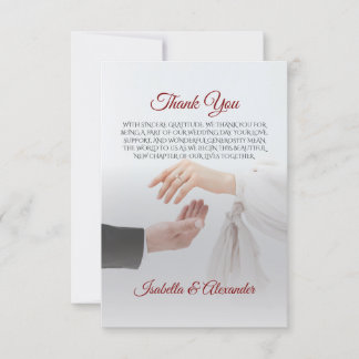 Carte de remerciement de mariage photo élégante bl