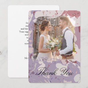 Carte de remerciement de mariage photo florale abs