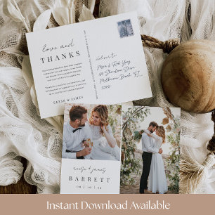 Carte de remerciement de mariage photo minimaliste
