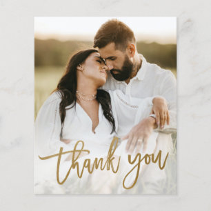 Carte de remerciement de mariage photo Script Or B