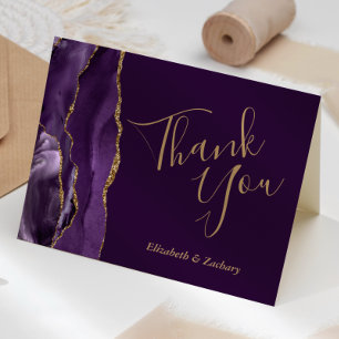 Carte de remerciement de mariage Purple Agate Gold